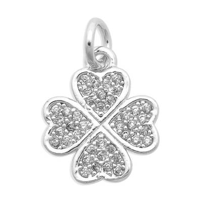 Brass Micro Pave Clear Cubic Zirconia Charms