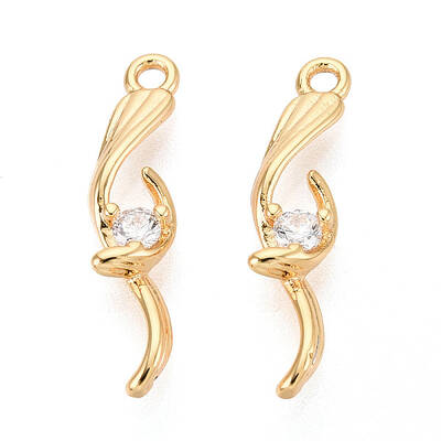 Brass Micro Pave Clear Cubic Zirconia Pendants