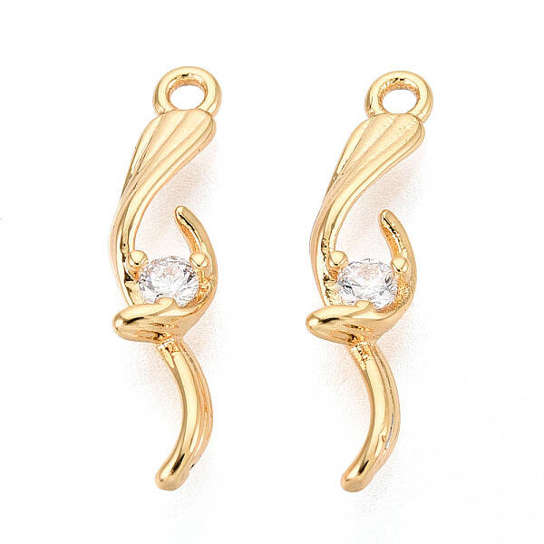 Brass Micro Pave Clear Cubic Zirconia Pendants