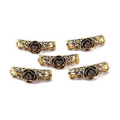 Tibetan Style Alloy Curved Tube Beads