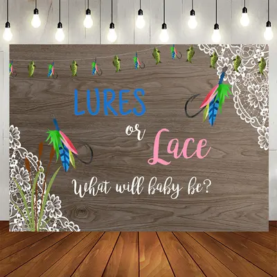 Aperturee Lures Or Lace Wooden Plants Backdrop Baby Shower