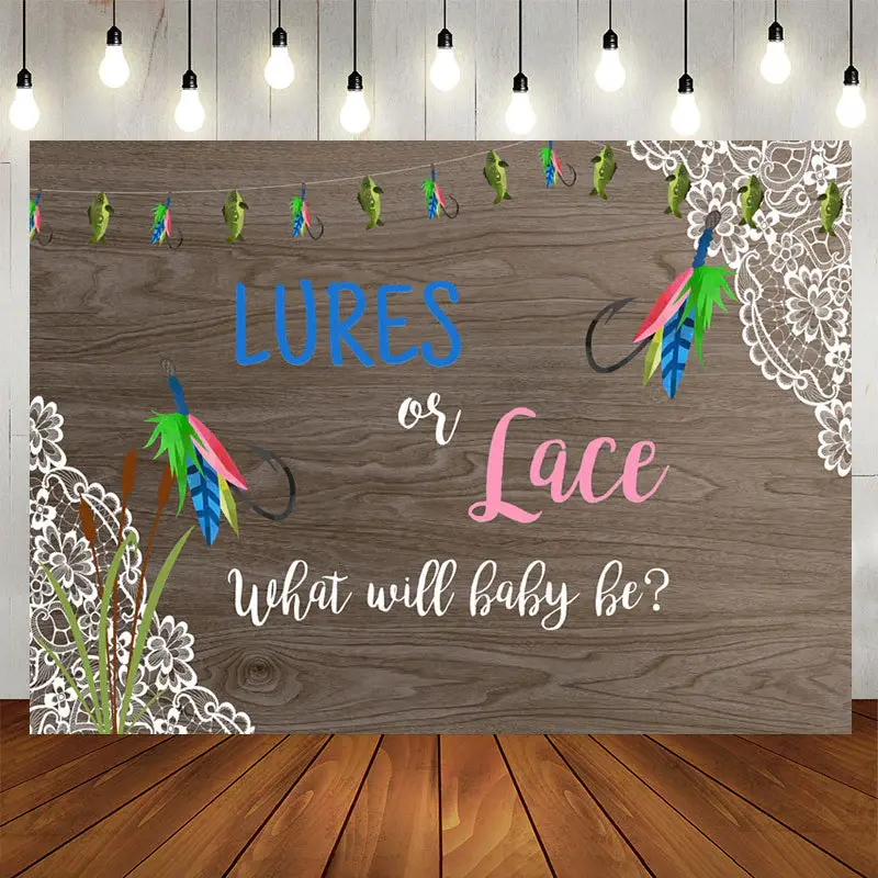 Aperturee Lures Or Lace Wooden Plants Backdrop Baby Shower
