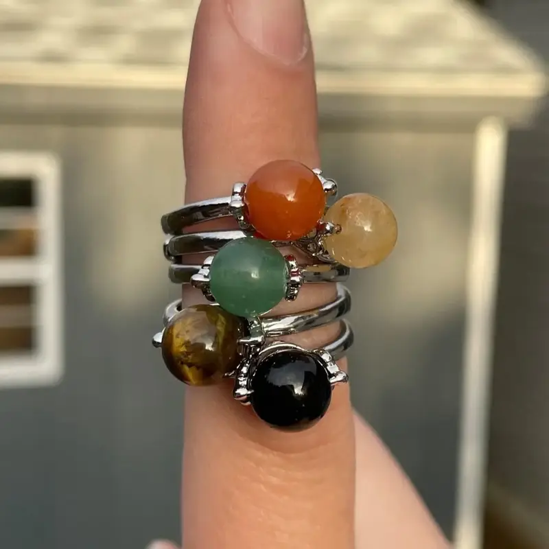 Gemstone Spinning Ring - Adjustable