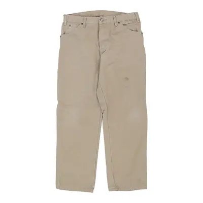 Dickies Carpenter Trousers - 34W 28L Cream Cotton