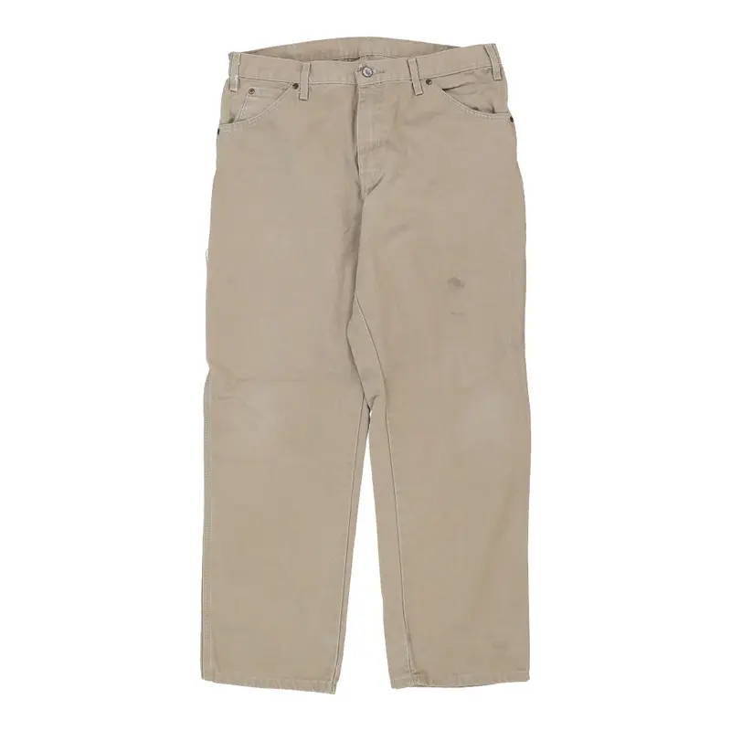 Dickies Carpenter Trousers - 34W 28L Cream Cotton