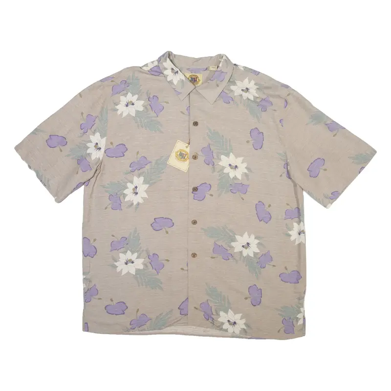 PUSSER'S WEST INDIES Mens Shirt Grey Silk Floral L