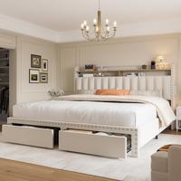 【dealsforyoudays】Raybee Furniture Bed Frame with 2 Drawers, MATTRESS NOT INCLUDED, Bedframe with Headboard and Storage, U...