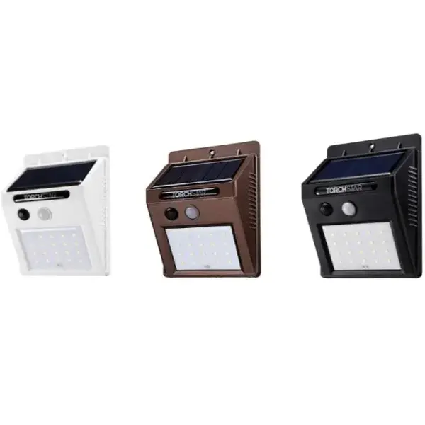 Torchstar Solar Powered Motion Sensor Wall Light - White/Black/Brown - 6500K