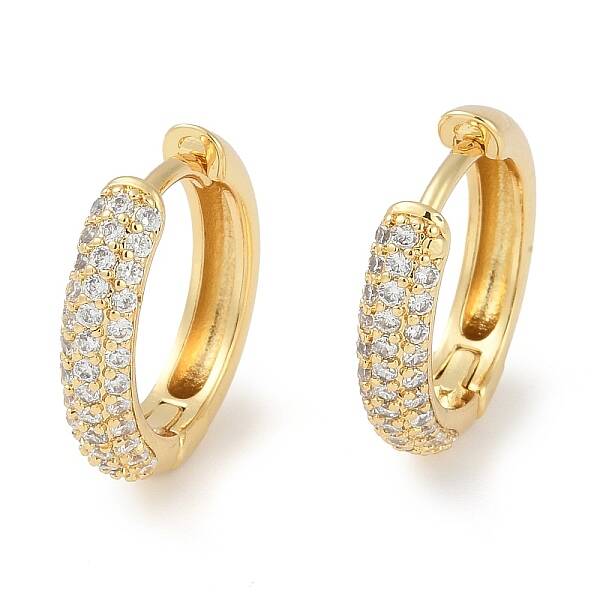 Rack Plating Ring Brass Micro Pave Cubic Zirconia Hoop Earrings