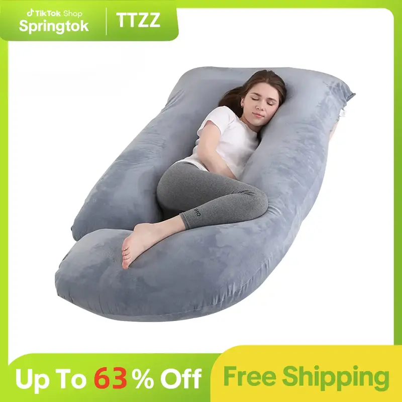 TTZZ U-Shape Full Body Pregnancy Pillow with Removable Cooling Cover for Sleeping - Maternity Pillow and Must-Have for Adults