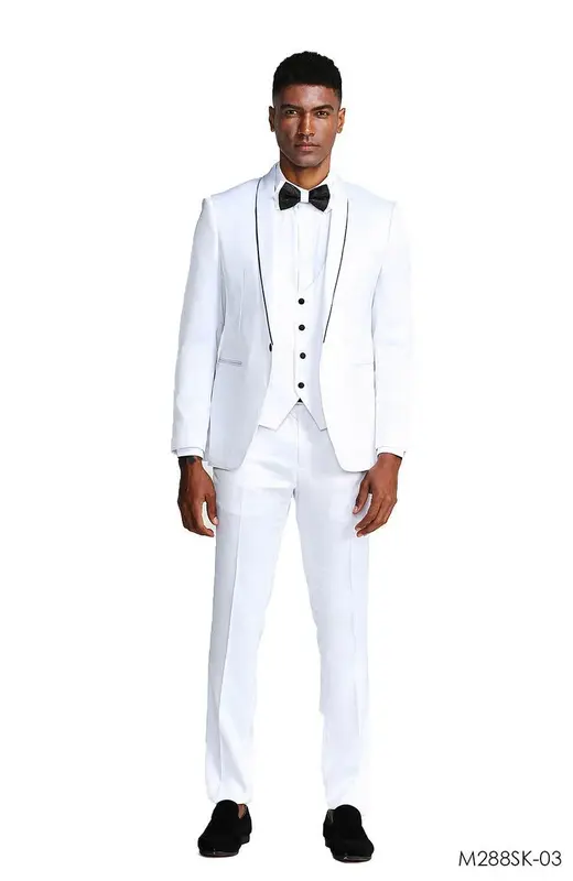 Tazio Men's Slim Fit 3-Piece Suit - Slight Sheen