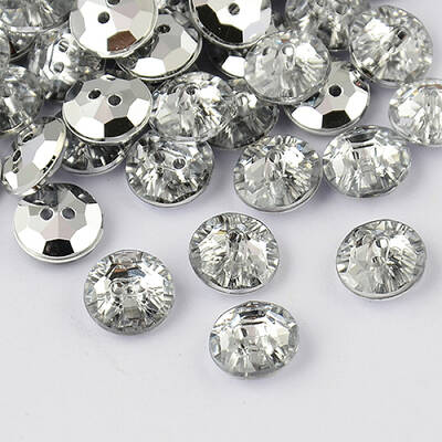 2-Hole Taiwan Acrylic Rhinestone Flat Round Buttons