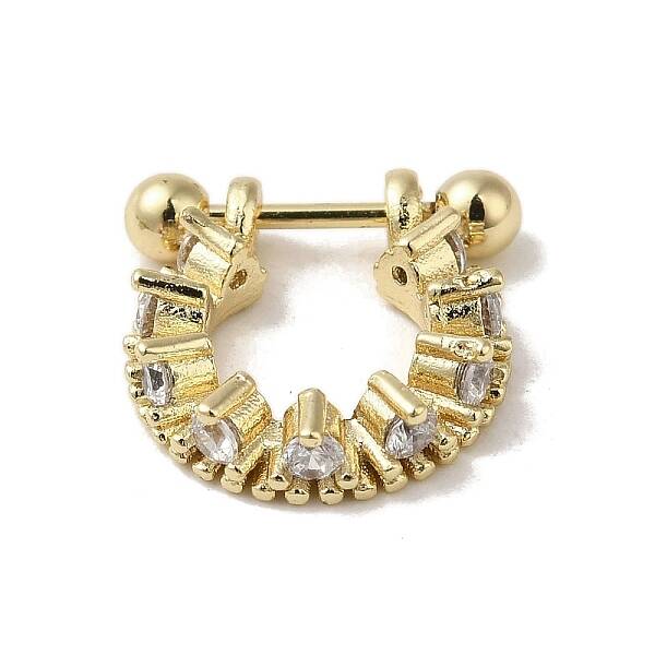 Rack Plating Brass Pave Clear Cubic Zirconia Nose Studs for Women Men