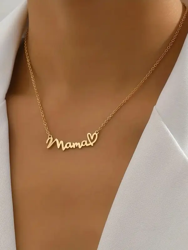 Fashion Letter & Heart Decor Pendant Necklace For Women For Gift, Clavicle Chain Necklace, Love Letter Necklace For Daily Wea...