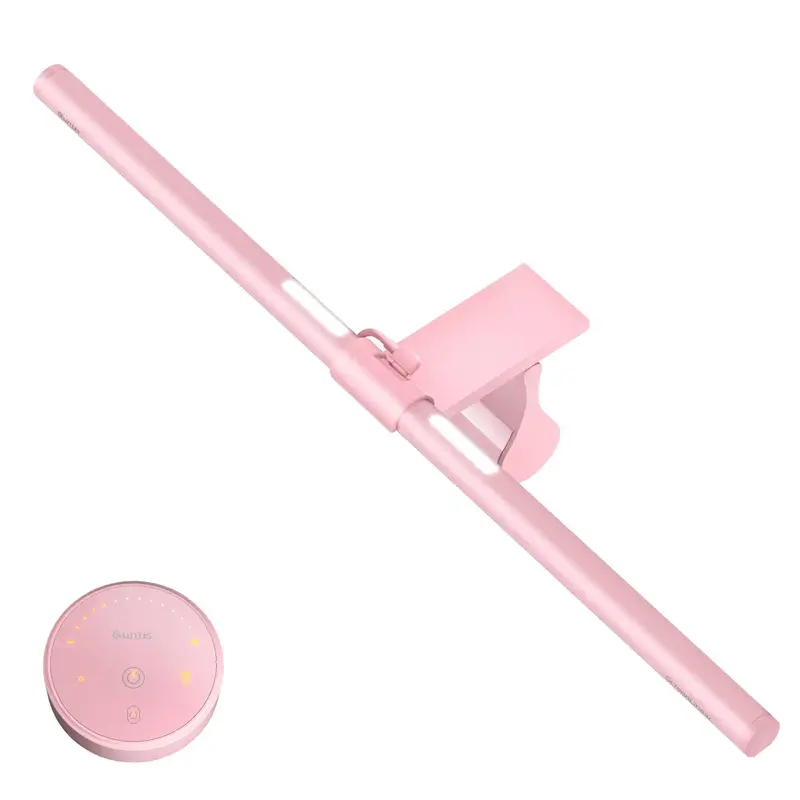 Quntis Pink Monitor Light Bar with Backlight for Eye Caring Dimmable Screen Light Bar Computer Light Desk Lamp pink gaming ac...