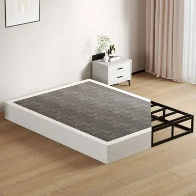 Box Spring - Low Profile Mattress Foundation No Noise Heavy Duty Metal Basics Bed Base With Clean Fabric Cover, Easy Assembly...