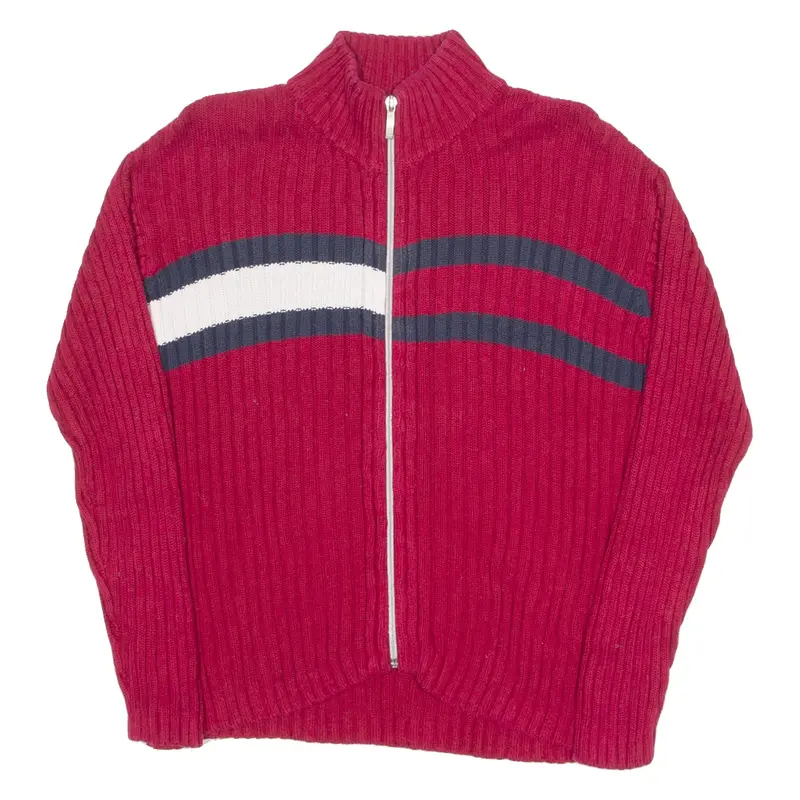 TOMMY HILFIGER Girls Jumper Red High Neck Tight Knit 10-11Y