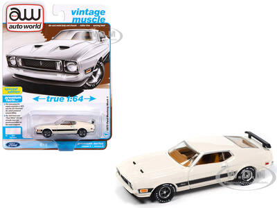 1973 Ford Mustang Mach 1 Pearl White with Black Stripes \