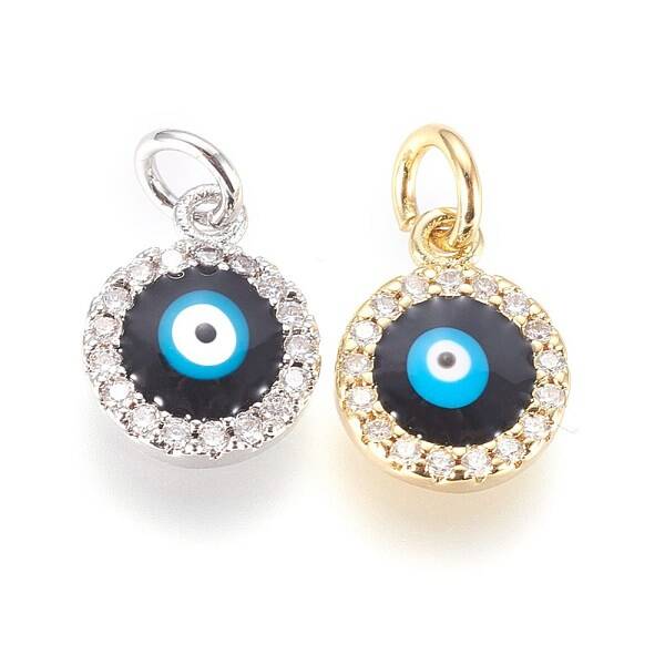 Brass Micro Pave Cubic Zirconia Charms