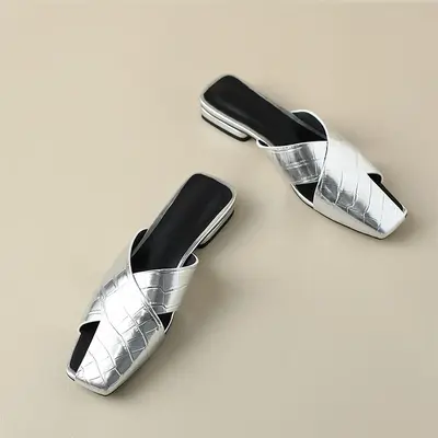 CHIKO Kenesha Square Toe Block Heels Slides Sandals