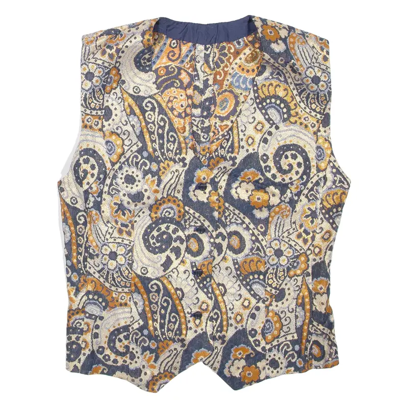 Womens Waistcoat Blue Crazy Pattern M