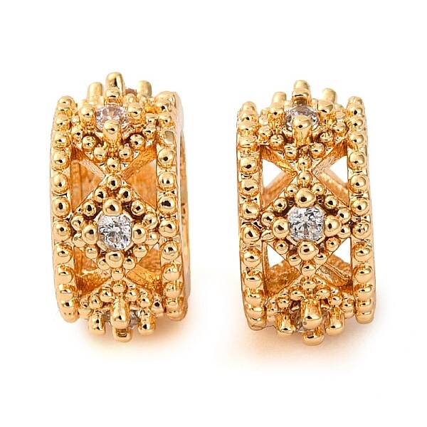 Brass Micro Pave Cubic Zirconia European Beads