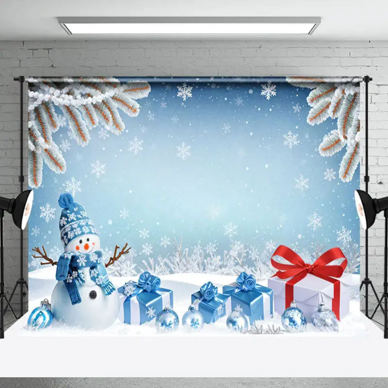 Aperturee Winter Fantasy Ice World Snowman Christmas Backdrop - Aperturee