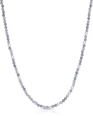 Aquamarine 3mm Necklace | Metal Color: Silver