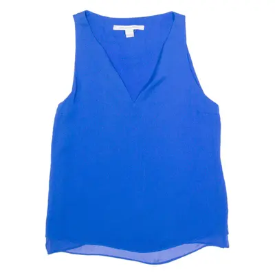 DIANE VON FURSTENBERG Womens Vest Blue V-Neck Sleeveless Silk S