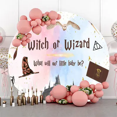 Aperturee Witch Or Wizard Hogwarts Circle Baby Shower Backdrop | Round Backdrop Baby Shower | Custom Round Backdrop | Circle ...