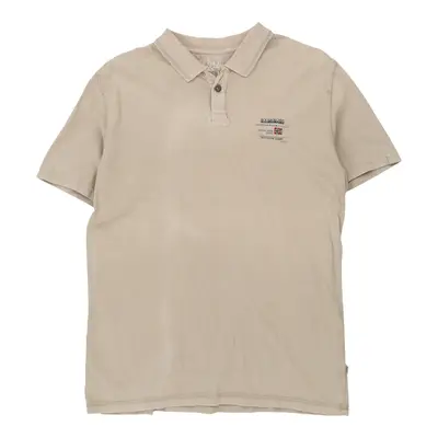 Napapijri Polo Shirt - Large Beige Cotton