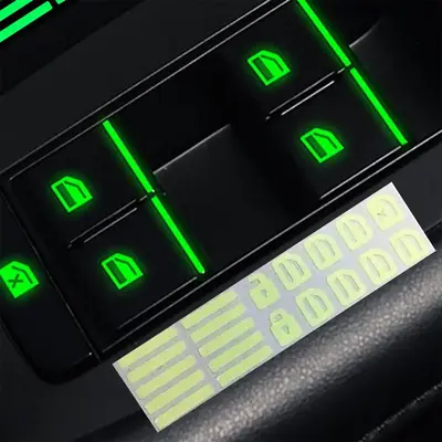 Luminous Car Switch Sticker, Glow in The Dark Car Interior Window Button Decal, Fluorescent Sticker for Car Window Lift Switc...