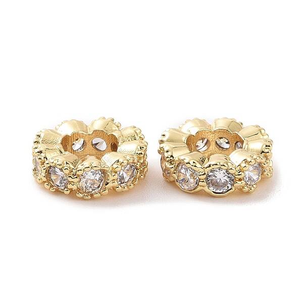 Brass Micro Pave Cubic Zirconia Beads