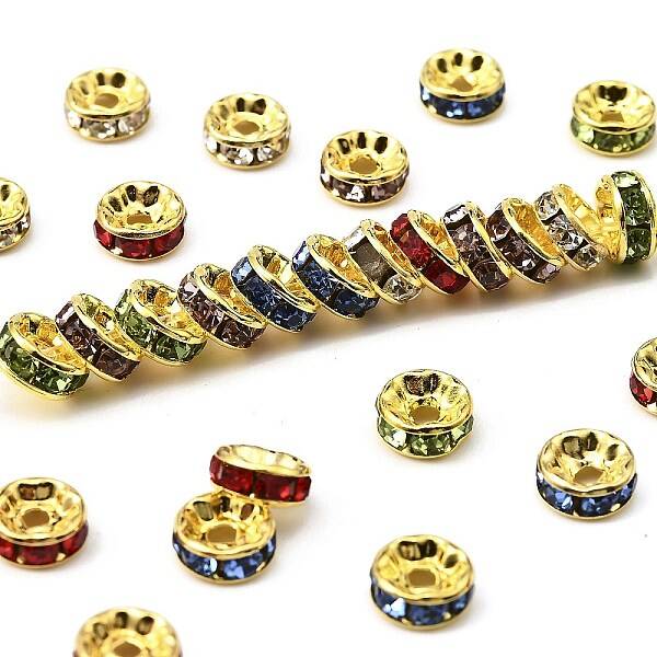 Brass Rhinestone Spacer Beads