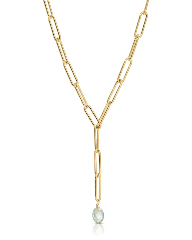 Peryn Moss Amethyst  Lariat Necklace | Metal Color: Gold