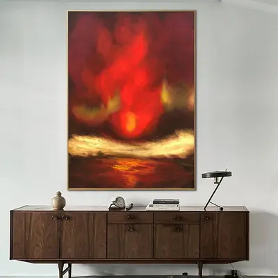 Large Abstract Red Landscape Paintings On Canvas Gold Leaf Painting Modern Luxury Art Original Painting Hand Painted Art | FI...