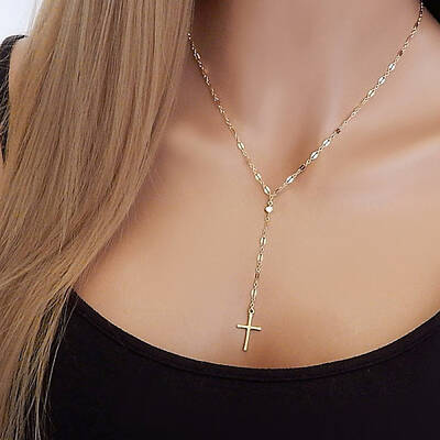 Alloy Crystal Rhinestone Cross Pendant Y Necklaces for Women