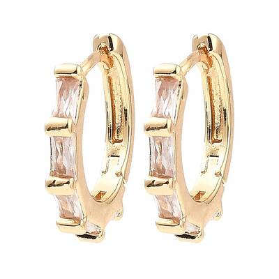 Brass Micro Pave Cubic Zirconia Hoop Earrings