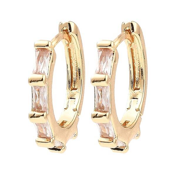 Brass Micro Pave Cubic Zirconia Hoop Earrings