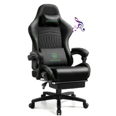 GTPLAYER Gaming Chair, Computer Chair with Footrest and Bluetooth Speakers, High Back Ergonomic Gaming Chair, Reclining Gamin...