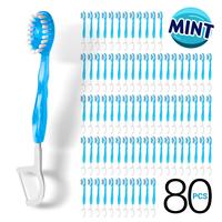 Disposable Mini Travel Toothbrush (80pcs/set), Portable Individual Pack Toothbrush with Floss & Pick & Tongue Scraper, Multif...
