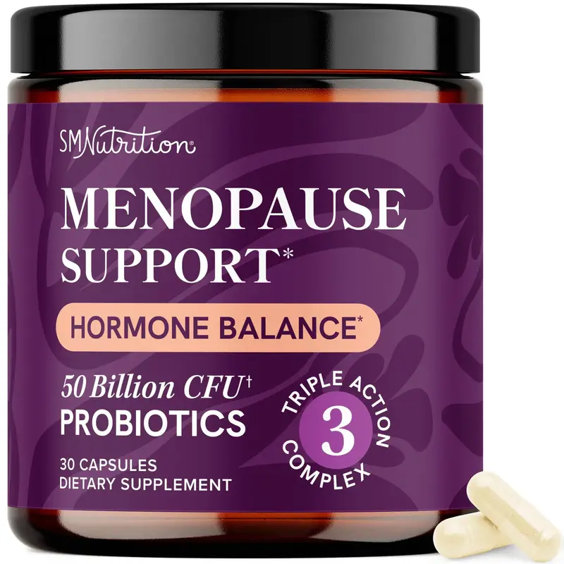 SM Nutrition Menopause Support with Prebiotics & Probiotics for Women 50 Billion CFU DIM & Black Cohosh for Hormone Balance H...