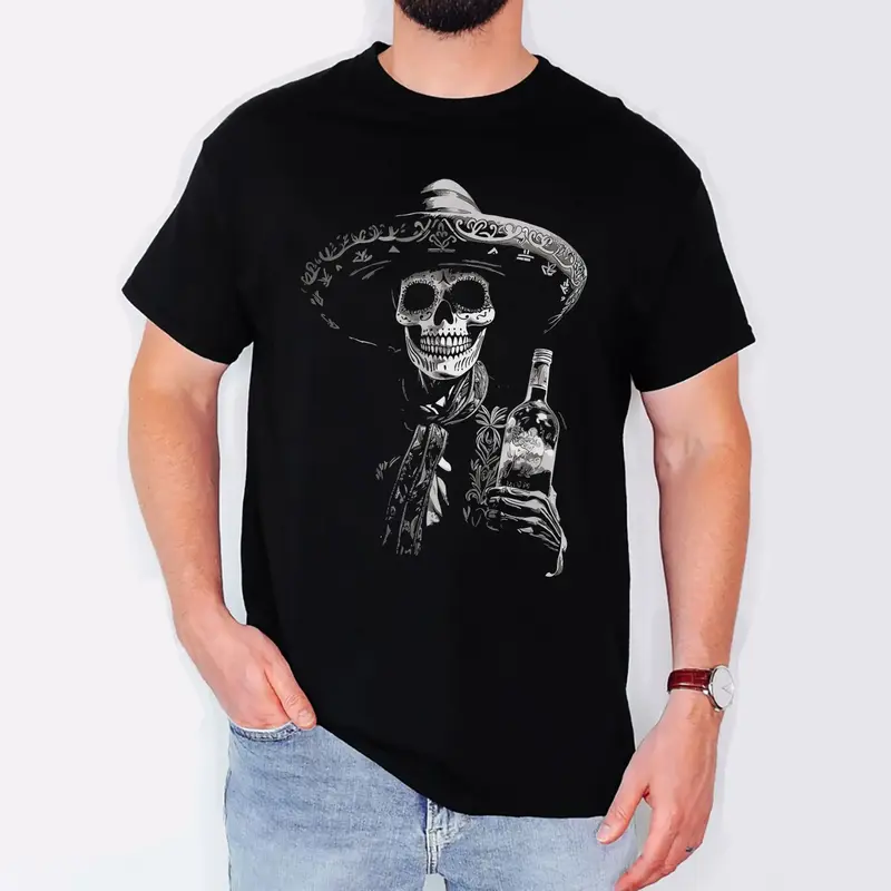 Vintage Skeleton Tequila Mexico Dia De Los Muertos Mexican T-Shirt