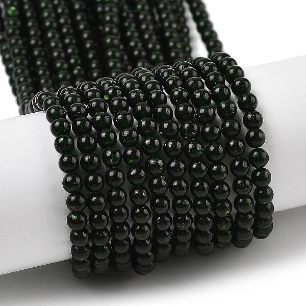 Synthetic Green Goldstone Beads Strands