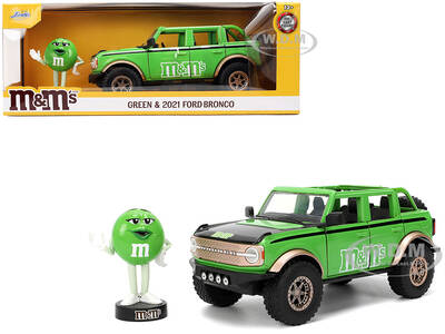 2021 Ford Bronco Green with Black Stripes and Green M&Ms Diecast Figure \