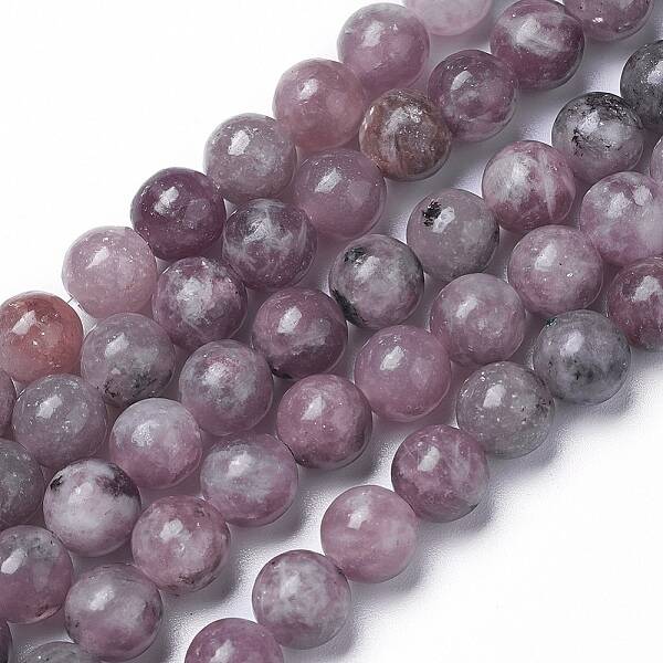 Natural Lepidolite/Purple Mica Beads Strands