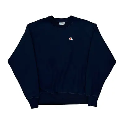 Reverse Weave Champion Sweatshirt - Large Navy Cotton Blend