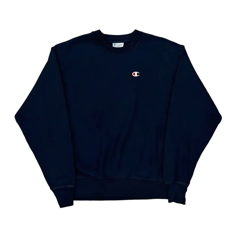 Reverse Weave Champion Sweatshirt - Large Navy Cotton Blend
