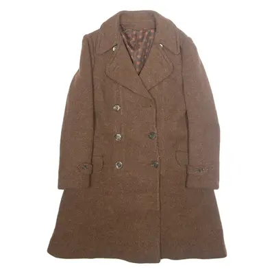 Womens Overcoat Jacket Brown Wool M