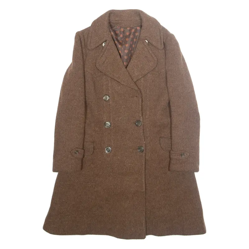 Womens Overcoat Jacket Brown Wool M